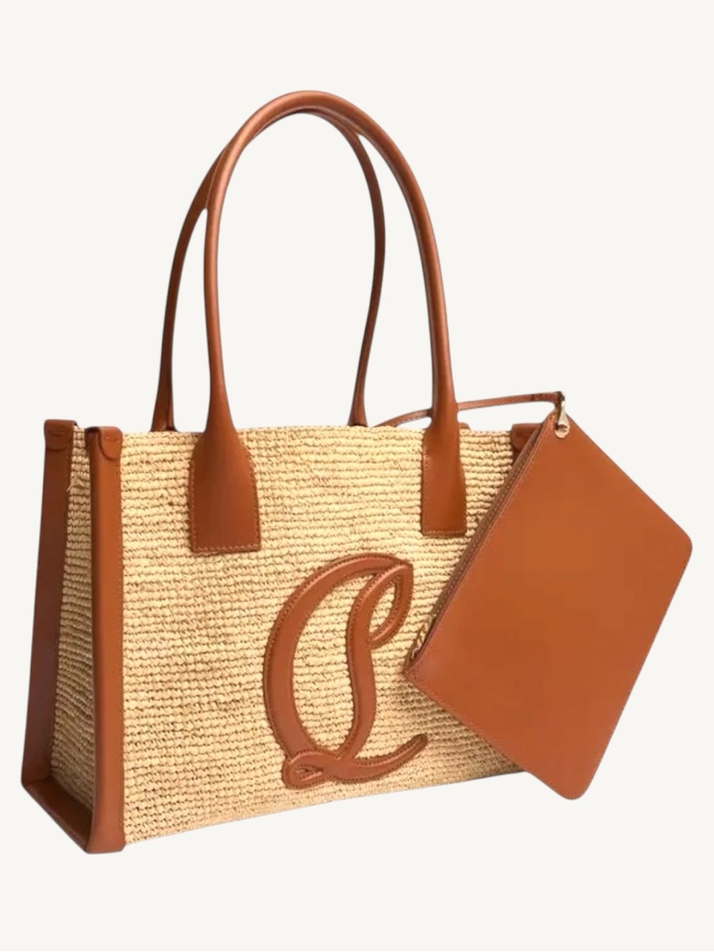 NWT Christian Louboutin Large By My Side Raffia Tote Bag Woven Travel Summer - Picture 5 of 16